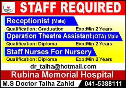 Latest Rubina Memorial Hospital Jobs in Faisalabad