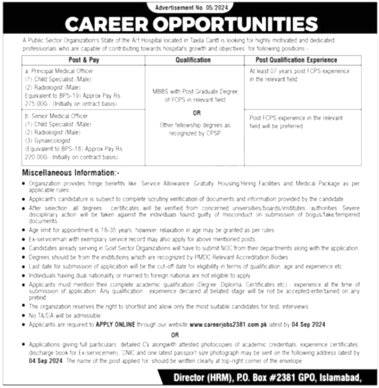 Latest Public Sector Organization Medical Jobs