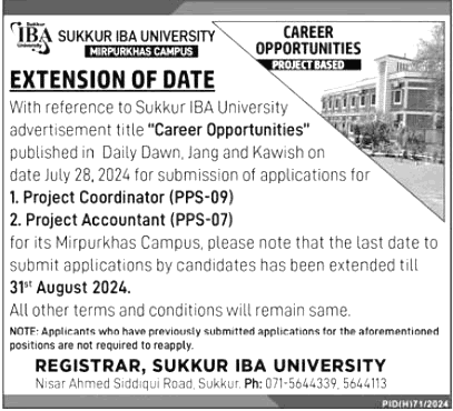 Latest Sukkur IBA University Jobs