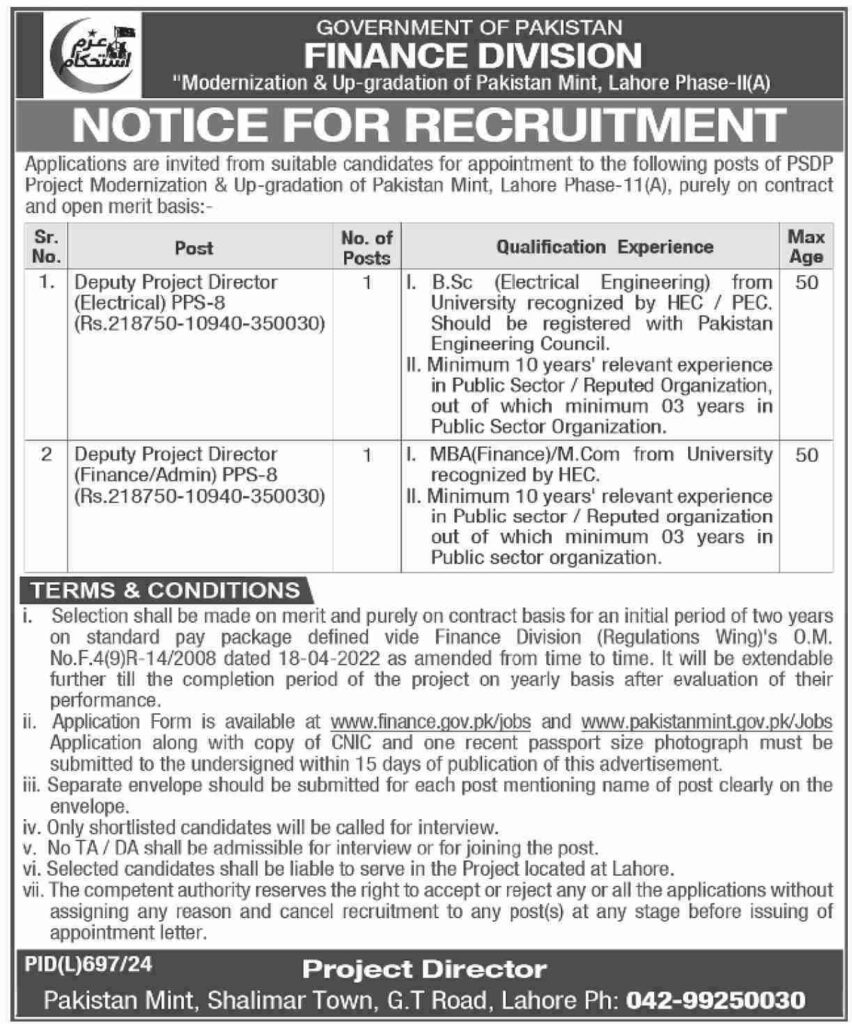 Finance Division Jobs in Lahore