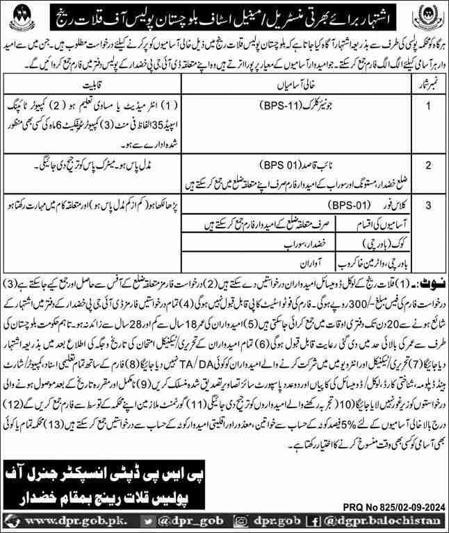 Jobs in Balochistan Police Kalat