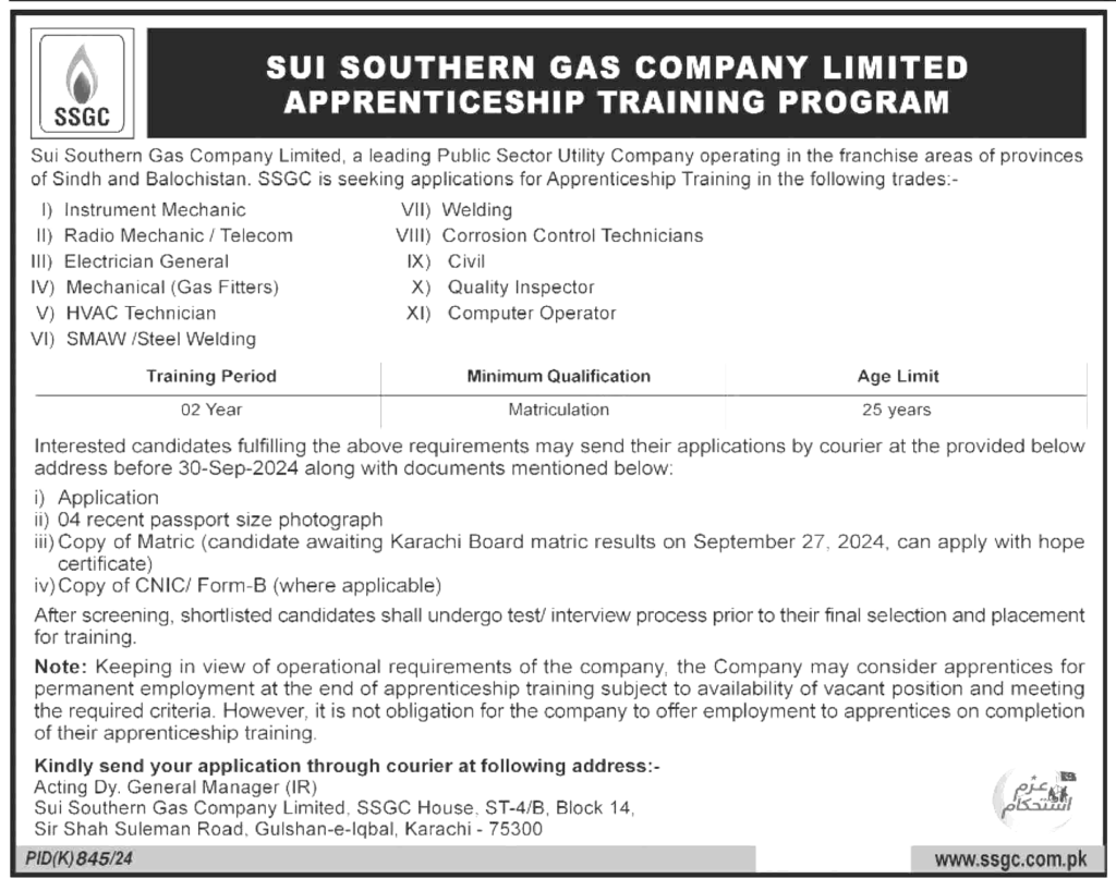 Mechanics Jobs in Sui Southern Gas Company