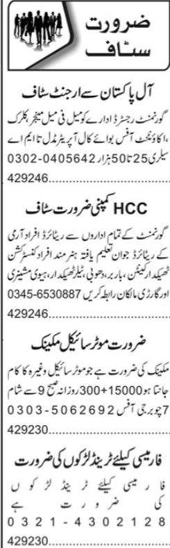 Pharmacy Staff Jobs At Private Company in Lahore