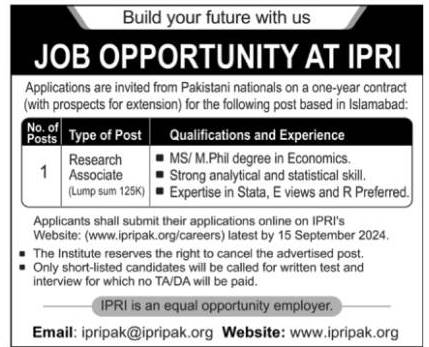 Research Associate Jobs in Islamabad