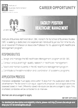 Teaching Jobs At IBA In Karachi