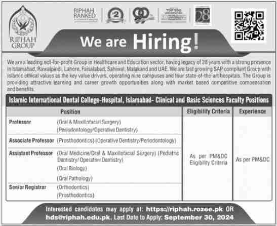 Teaching Jobs At Riphah International Dental College