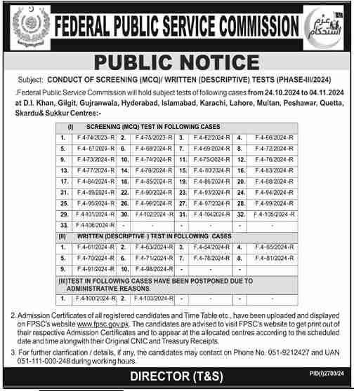 Latest FPSC Jobs In Islamabad