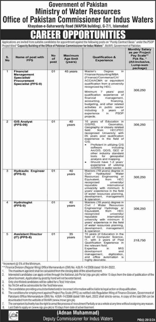 Latest Ministry of Water Resources Jobs