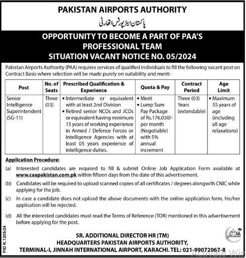 Latest Pakistan Airports Authority Jobs Karachi