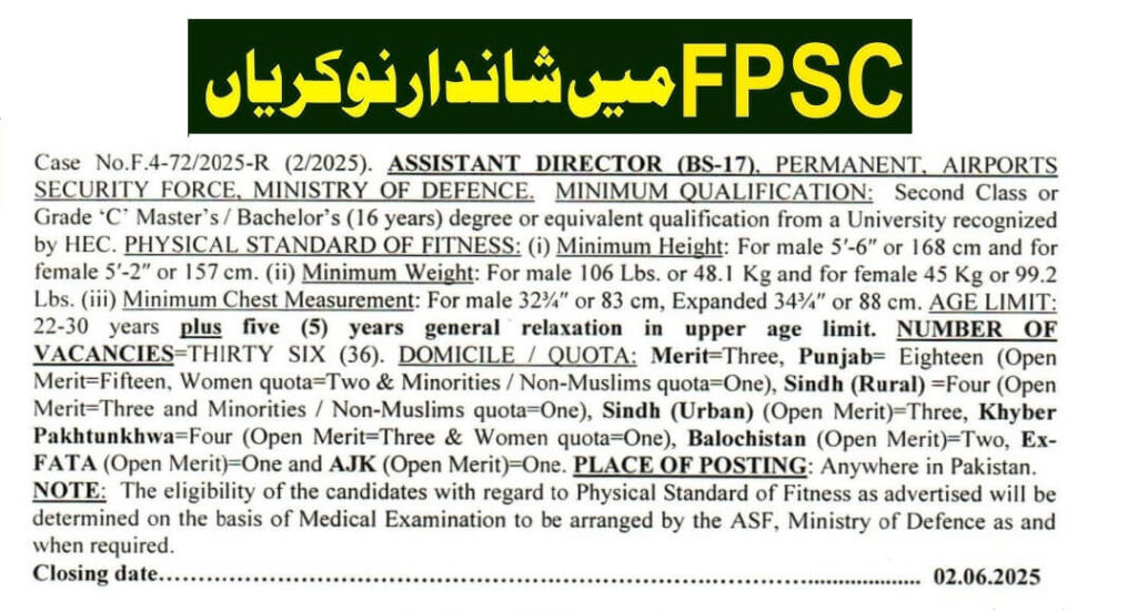 FPSC advertisement May 2025