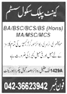 Latest Cantt Public School System Jobs Lahore