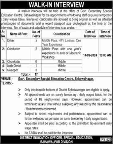 Latest District Education Officer Jobs Bahawalpur