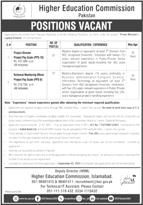 Latest Higher Education Commission Jobs Islamabad