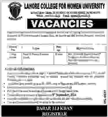 Latest Lahore College For Women University Jobs