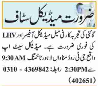 Latest Medical Private Medical Jobs Lahore