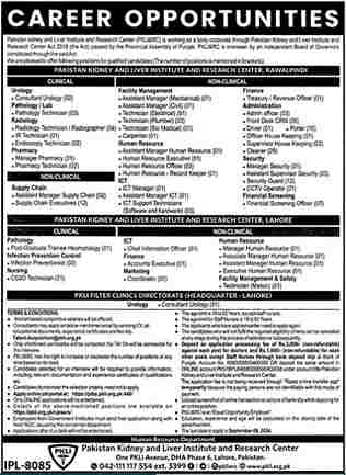 Latest Pakistan Kidney And Liver Institute Jobs