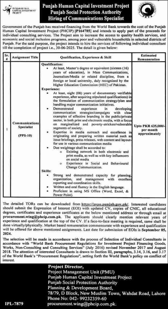 Latest Punjab Social Protection Authority Jobs