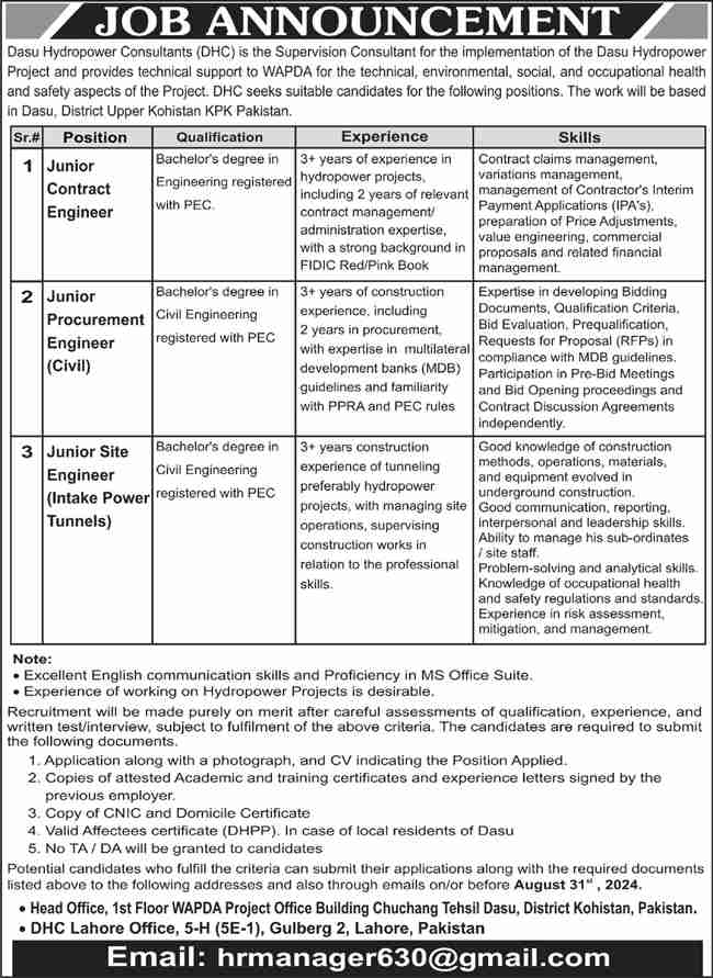 Latest Water and Power Development Authority Jobs