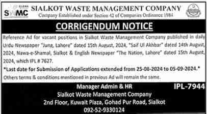 New Sialkot Waste Management Company Jobs