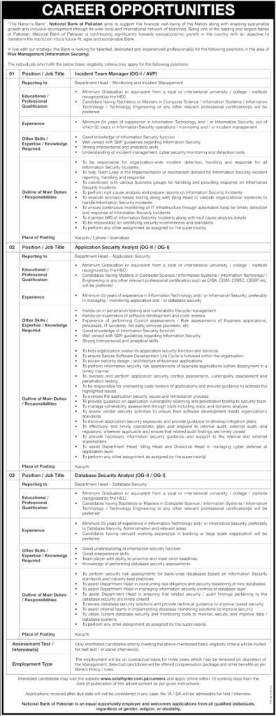 National Bank of Pakistan Jobs Karachi