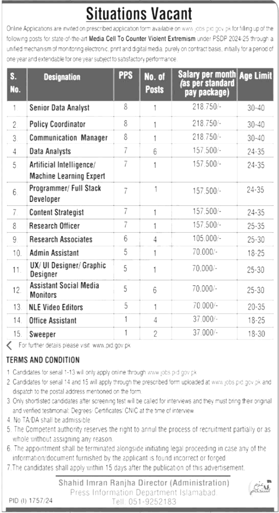 Press Information Department Jobs