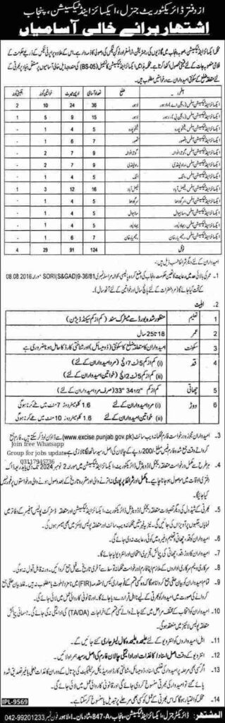 Excise And Taxation Constable Jobs